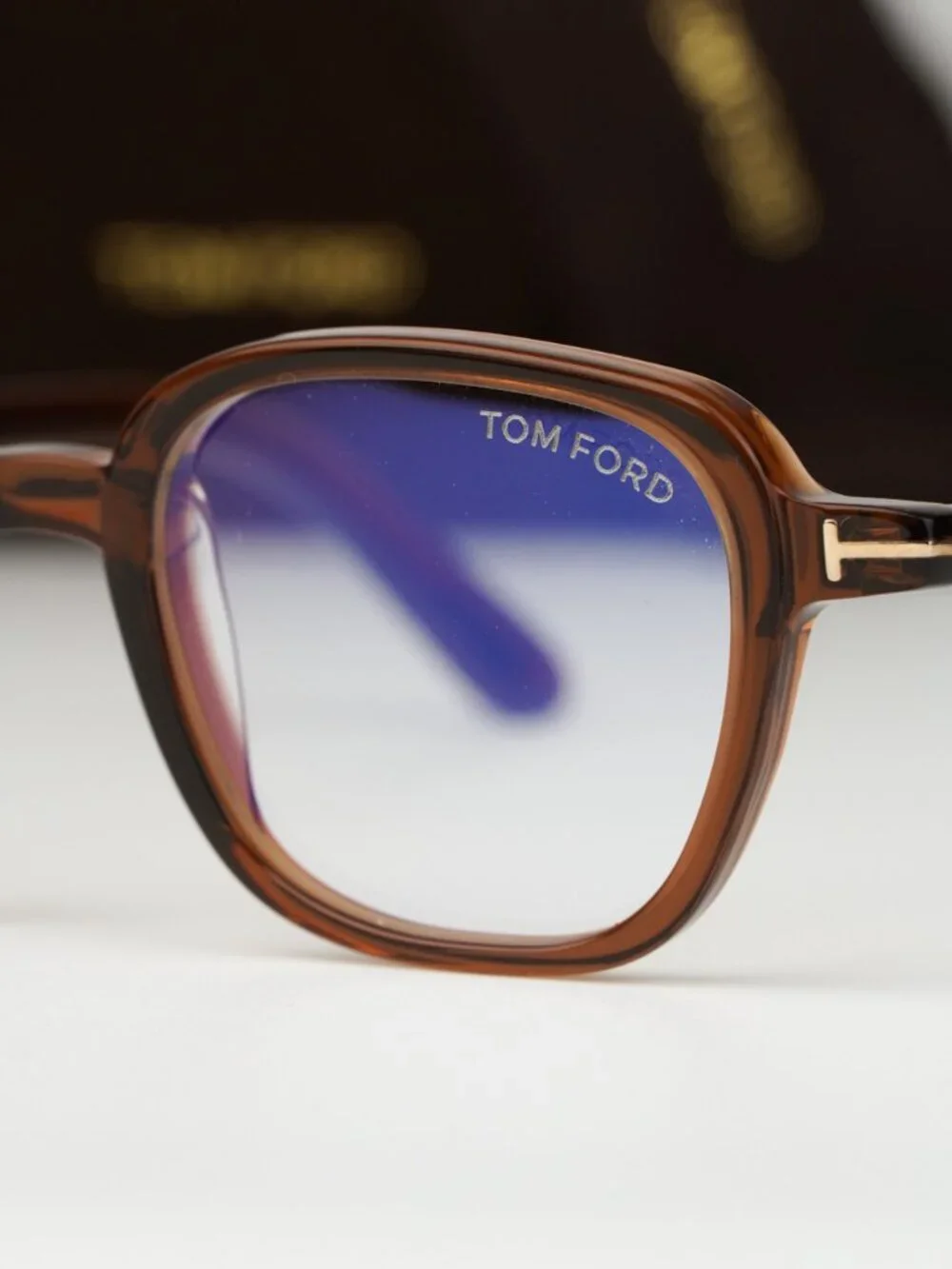 Tom Ford Women Eyeglasses Transparent Brown Square FT5837-B 048 NEW AUTHENTIC